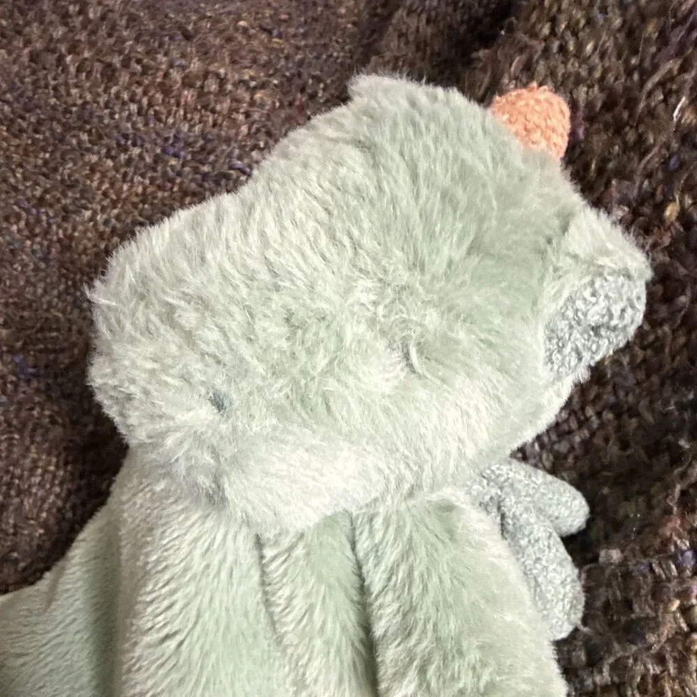 Cloud Island Green Dragon Baby SecurityBlanket Lovey Plush Satin Trim OEKO-TEX